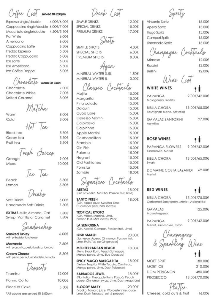 Aestas Menu 2026